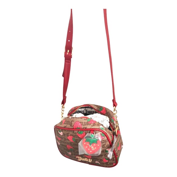 Juicy Couture brown canvas strawberry print crossbody bag with strawberry charm - Picture 15 of 16